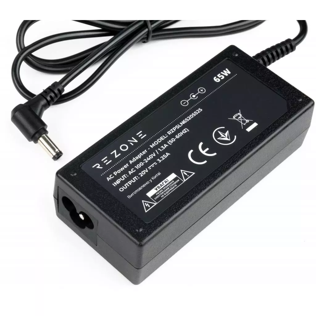 Блок питания к ноутбуку Rezone Lenovo 65W 20V 3.25А разъем 5.5*2.5 (RZPSLN65205525) - 1 Блок питания к ноутбуку Rezone Lenovo 65W 20V 3.25А разъем 5.5*2.5 (RZPSLN65205525) - 1
