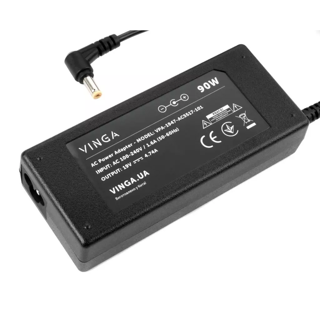 Блок питания к ноутбуку Vinga ACER 90W 19V 4.74A разъем 5.5*1.7 (VPA-1947-AC5517-101) - 2