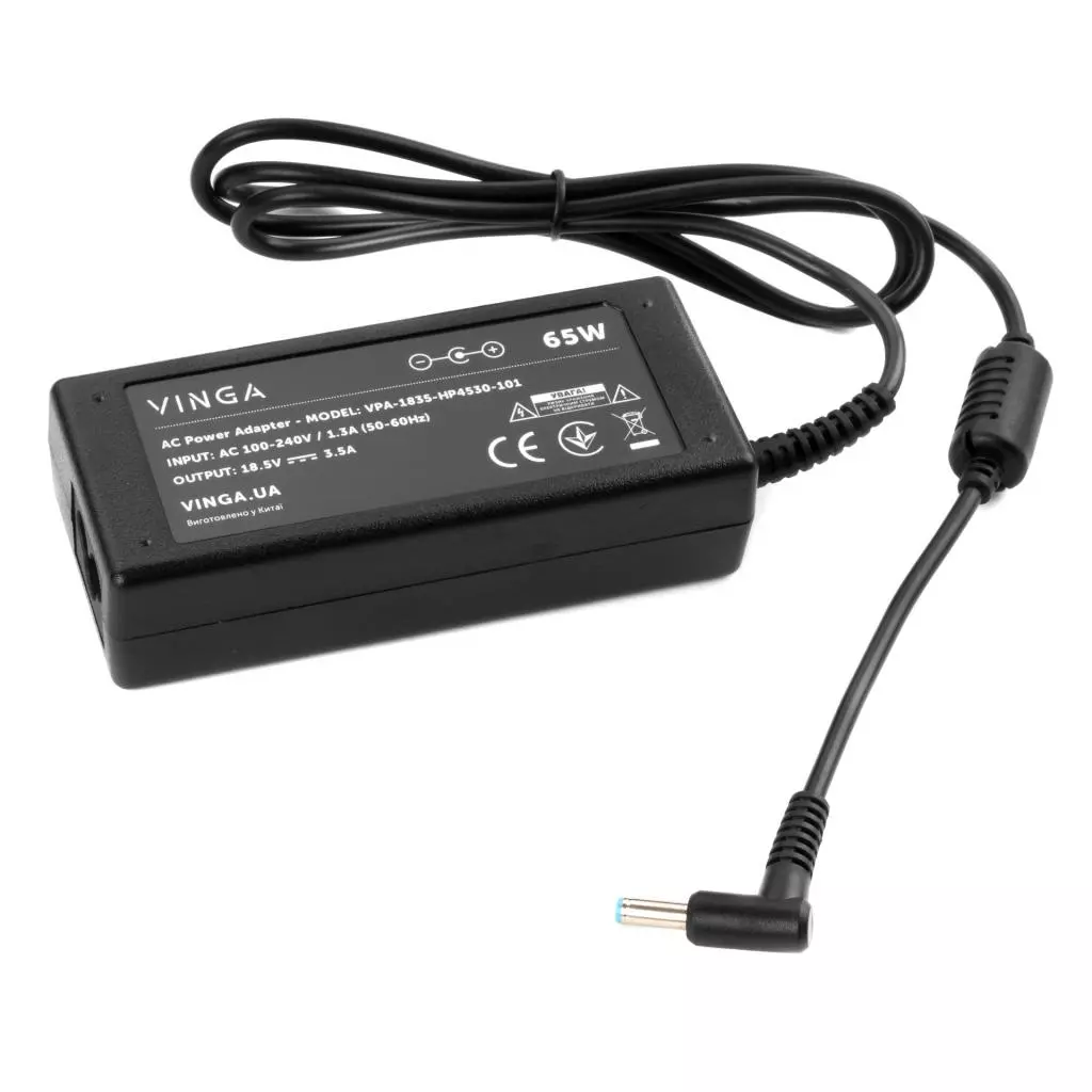 Блок питания к ноутбуку Vinga HP 65W 18.5V 3.5А разъем 4.5*3.0 (VPA-1835-HP4530-101) - 1 Блок питания к ноутбуку Vinga HP 65W 18.5V 3.5А разъем 4.5*3.0 (VPA-1835-HP4530-101) - 1