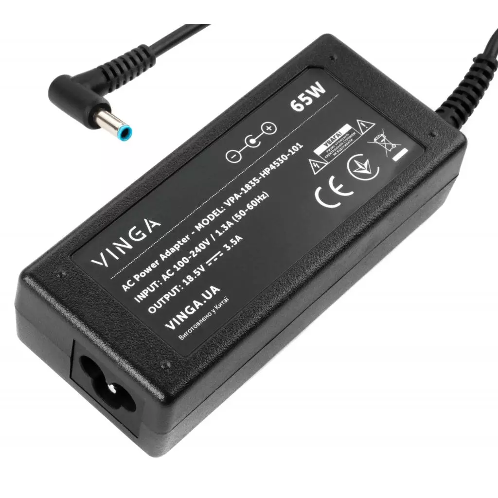 Блок питания к ноутбуку Vinga HP 65W 18.5V 3.5А разъем 4.5*3.0 (VPA-1835-HP4530-101) - 2 Блок питания к ноутбуку Vinga HP 65W 18.5V 3.5А разъем 4.5*3.0 (VPA-1835-HP4530-101) - 2