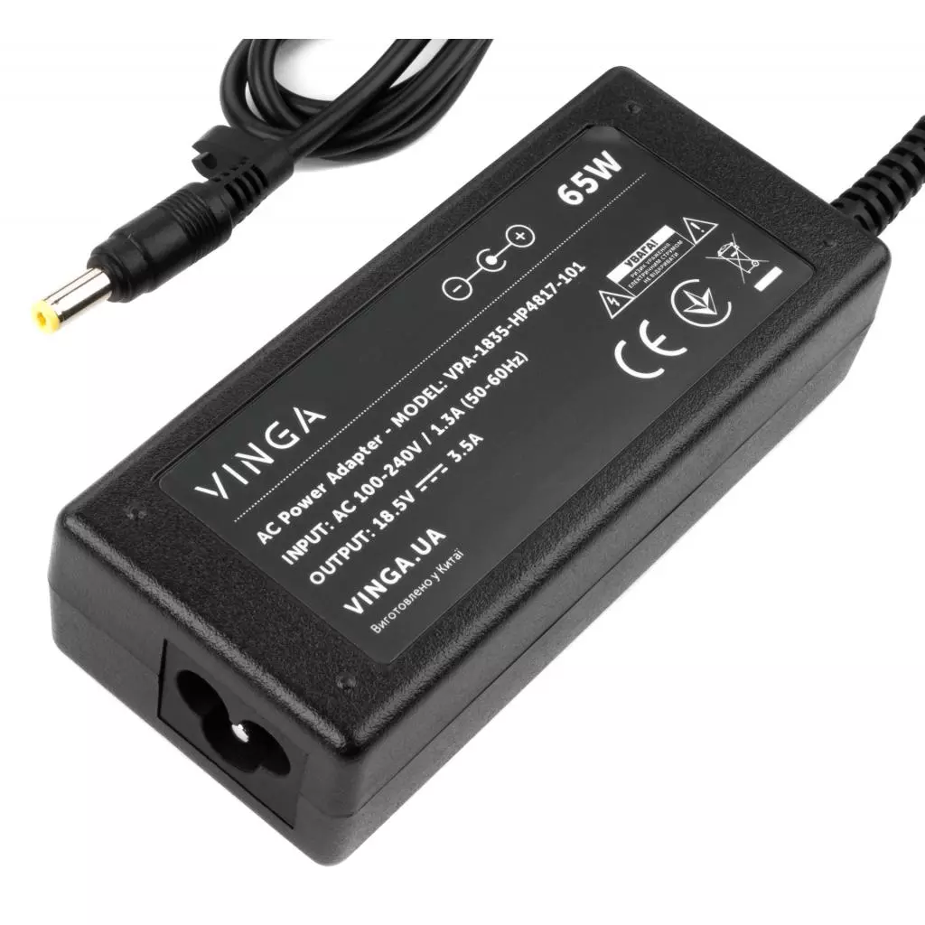 Блок питания к ноутбуку Vinga HP 65W 18.5V 3.5А разъем 4.8*1.7 (VPA-1835-HP4817-101) - 2 Блок питания к ноутбуку Vinga HP 65W 18.5V 3.5А разъем 4.8*1.7 (VPA-1835-HP4817-101) - 2