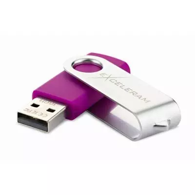 USB флеш накопитель eXceleram 8GB P1 Series Silver/Purple USB 2.0 (EXP1U2SIPU08) - 1