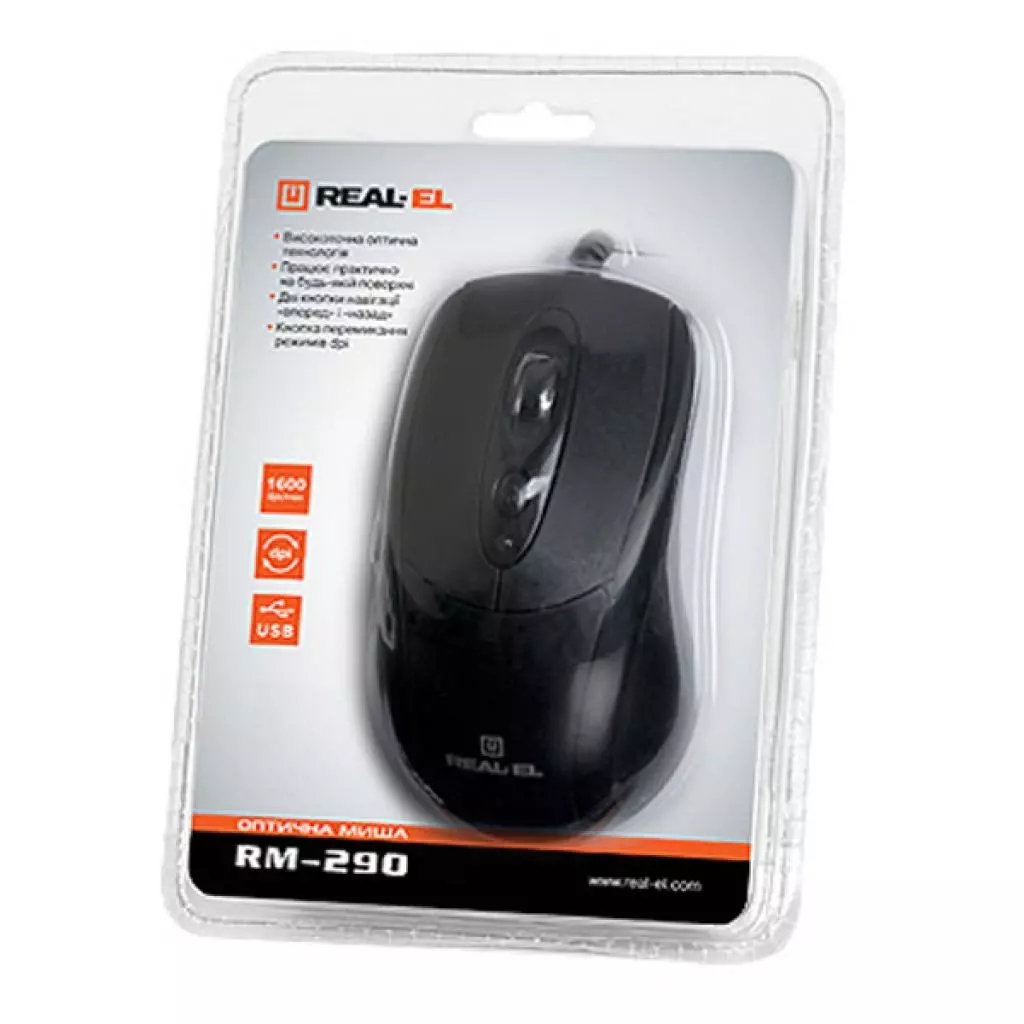 Мышка REAL-EL RM-290, USB, black - 3 Мышка REAL-EL RM-290, USB, black - 3