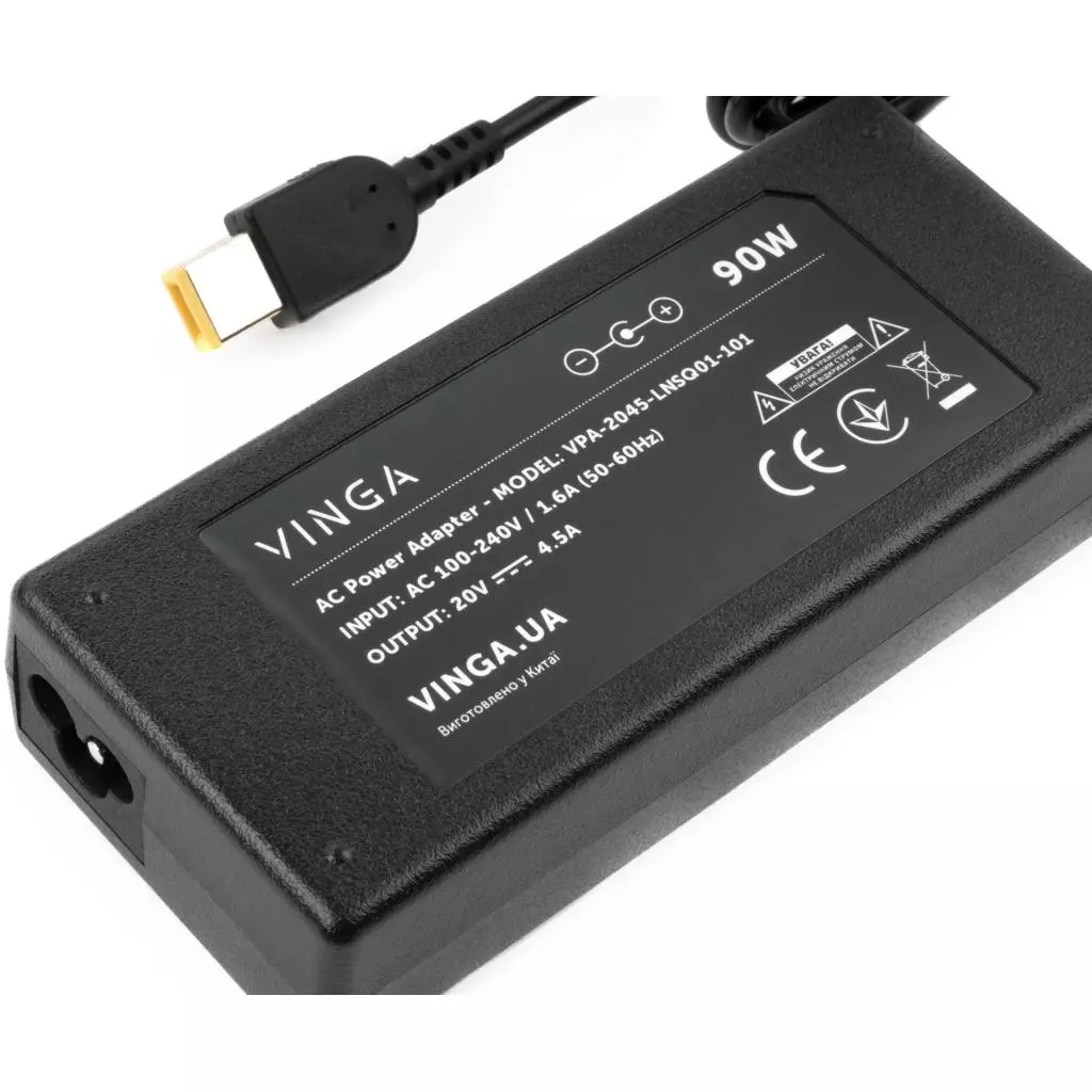 Блок питания к ноутбуку Vinga Lenovo 90W 20V 4.5A разъем square (VPA-2045-LNSQ01-101) - 2