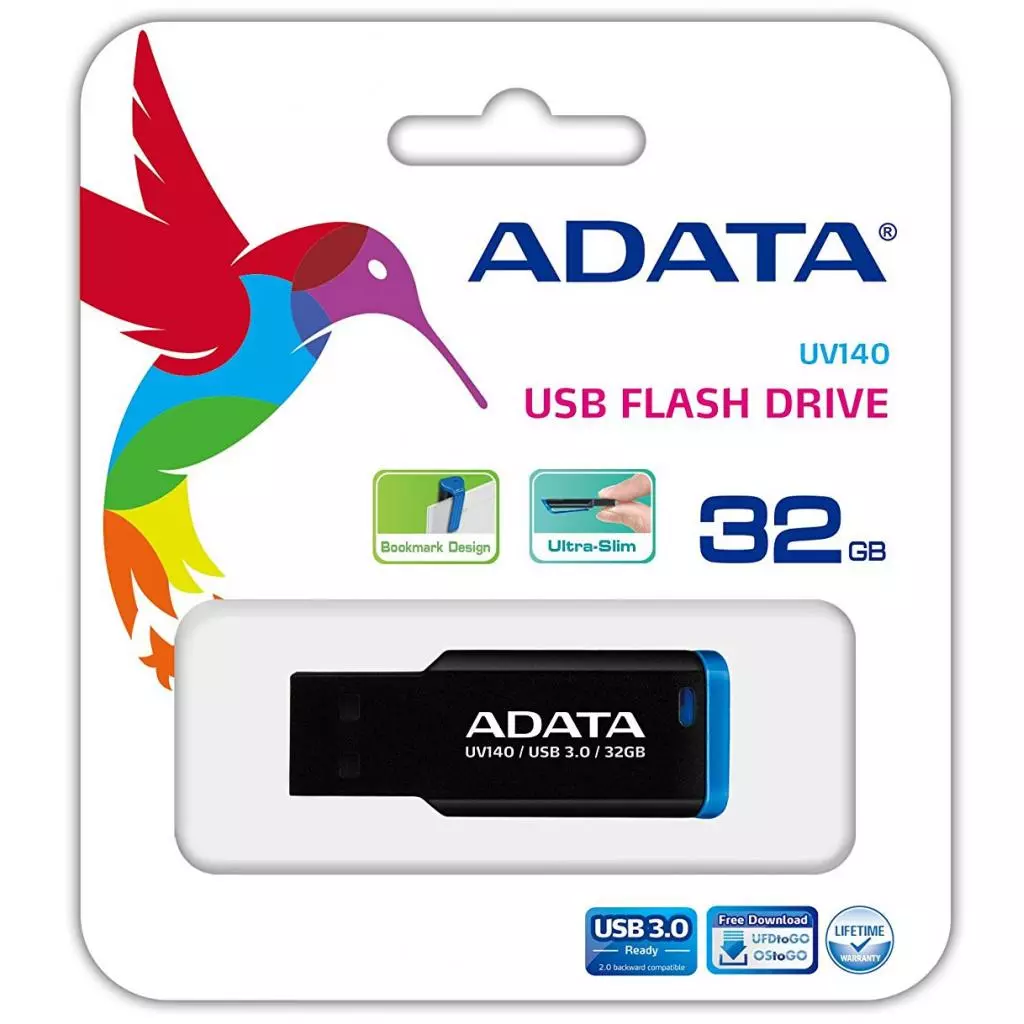 USB флеш накопитель ADATA 32GB UV140 Black+Blue USB 3.0 (AUV140-32G-RBE) - 4 USB флеш накопитель ADATA 32GB UV140 Black+Blue USB 3.0 (AUV140-32G-RBE) - 4