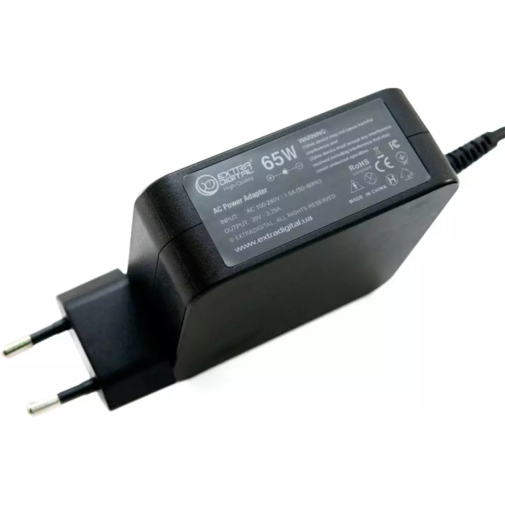 Блок питания к ноутбуку Extradigital Lenovo 20V, 3.25A, 65W (4.0x1.7) High Quality (PSL3867) - 1