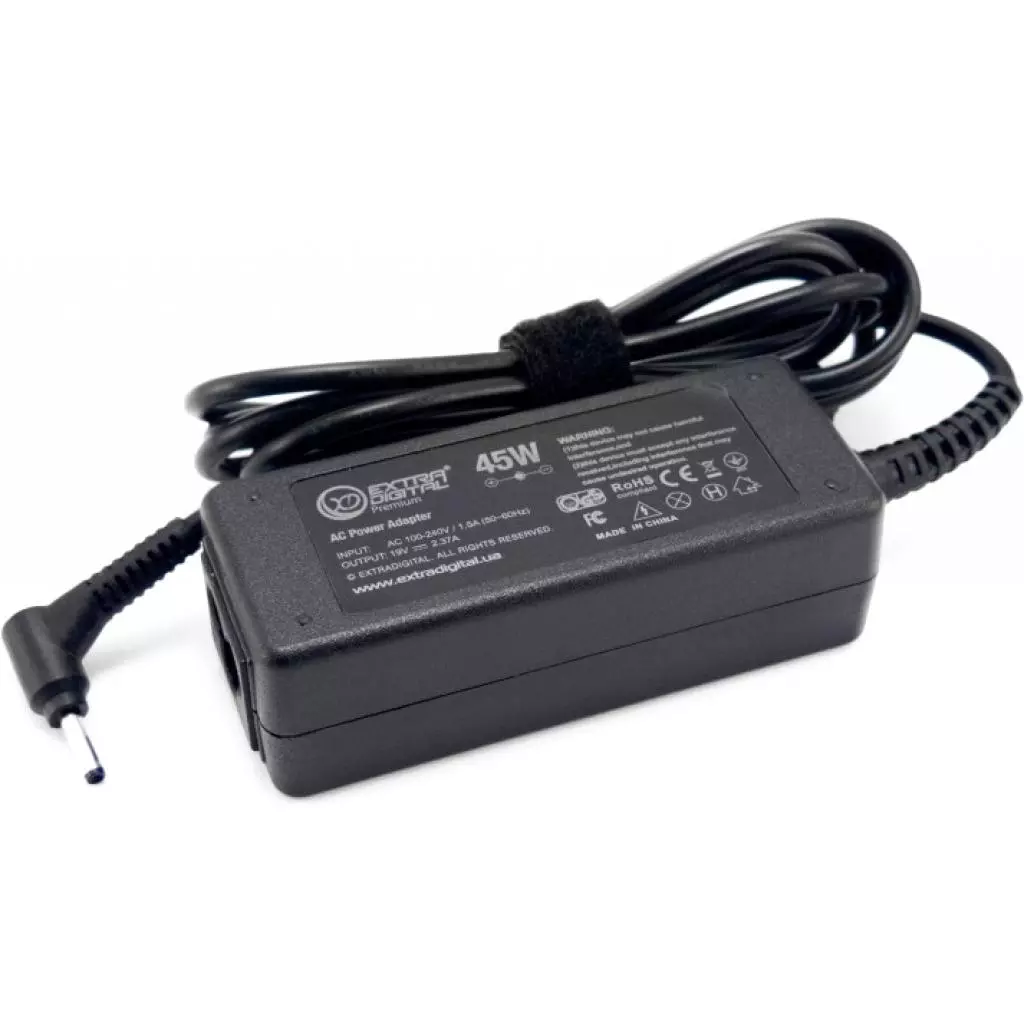 Блок питания к ноутбуку Extradigital Asus 19V, 2.37A, 45W (3.0x1.1) (PST3880) - 1 Блок питания к ноутбуку Extradigital Asus 19V, 2.37A, 45W (3.0x1.1) (PST3880) - 1