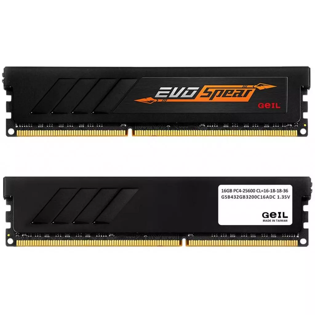 Модуль памяти для компьютера DDR4 32GB (2x16GB) 3200 MHz Spear Heatsink Geil (GSB432GB3200C16ADC) - 1 Модуль памяти для компьютера DDR4 32GB (2x16GB) 3200 MHz Spear Heatsink Geil (GSB432GB3200C16ADC) - 1