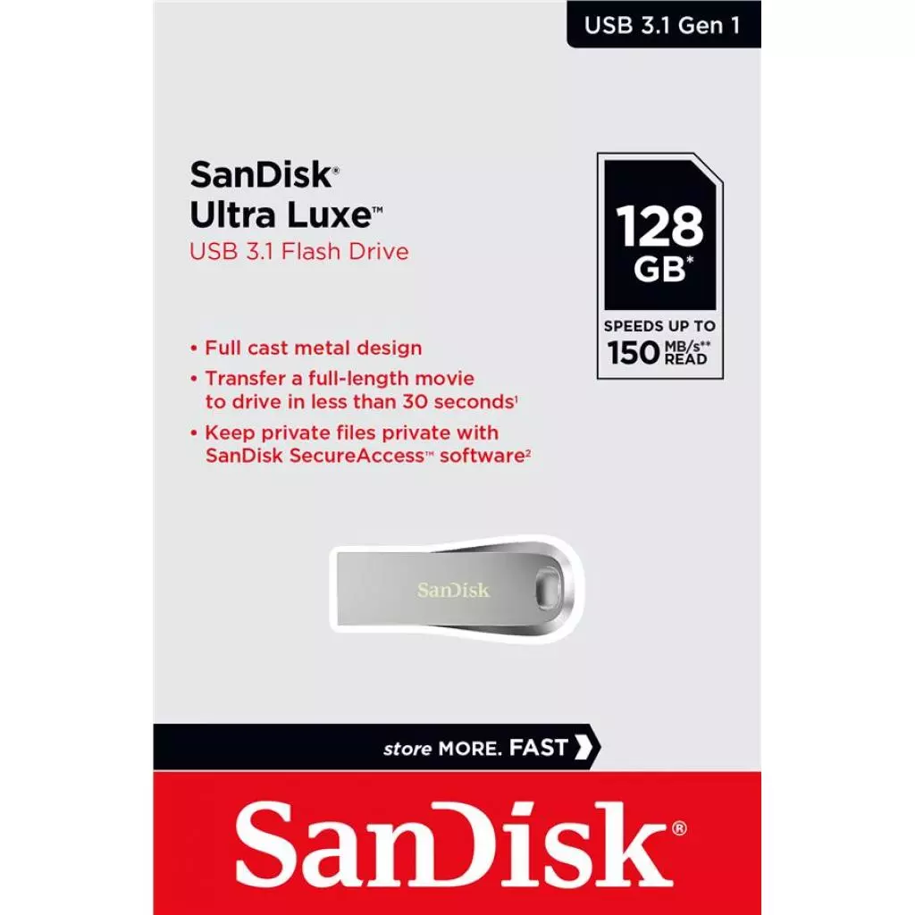 USB флеш накопитель SanDisk 128GB Ultra Luxe USB 3.1 (SDCZ74-128G-G46) - 4 USB флеш накопитель SanDisk 128GB Ultra Luxe USB 3.1 (SDCZ74-128G-G46) - 4
