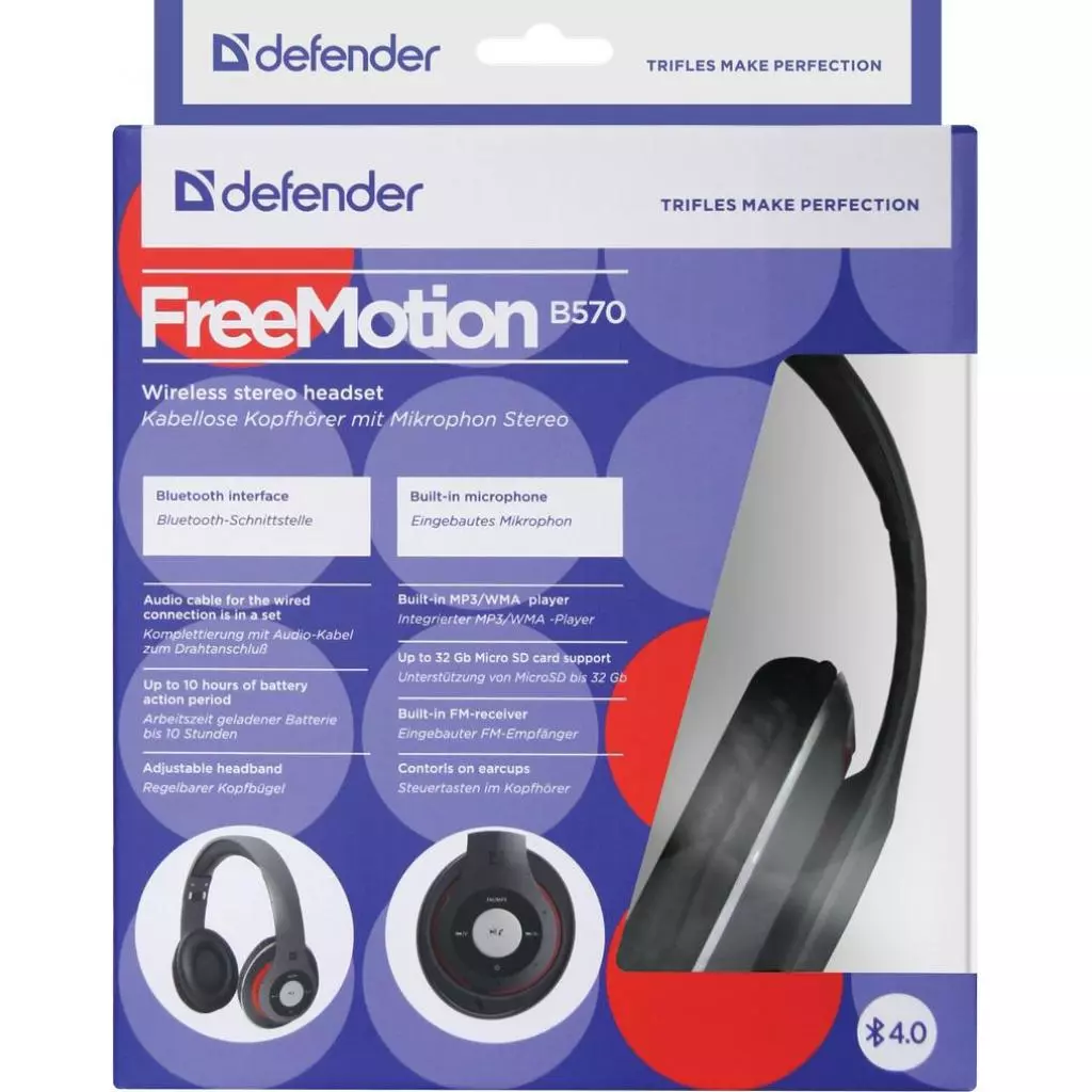 Наушники Defender FreeMotion B570 Red-Gray (63570) - 4 Наушники Defender FreeMotion B570 Red-Gray (63570) - 4