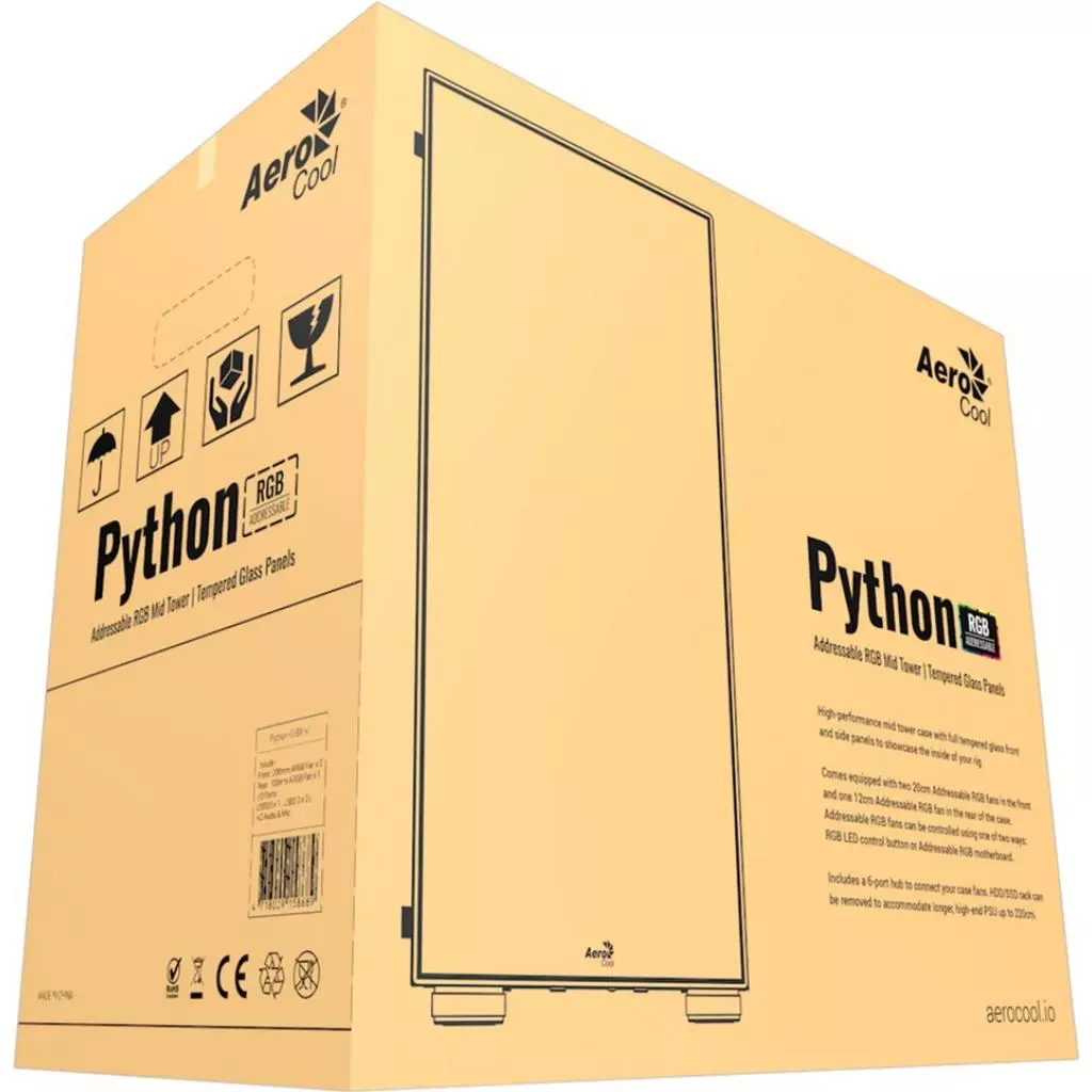 Корпус AeroCool Python-G-BK-v1 (4718009158689) - 9 Корпус AeroCool Python-G-BK-v1 (4718009158689) - 9