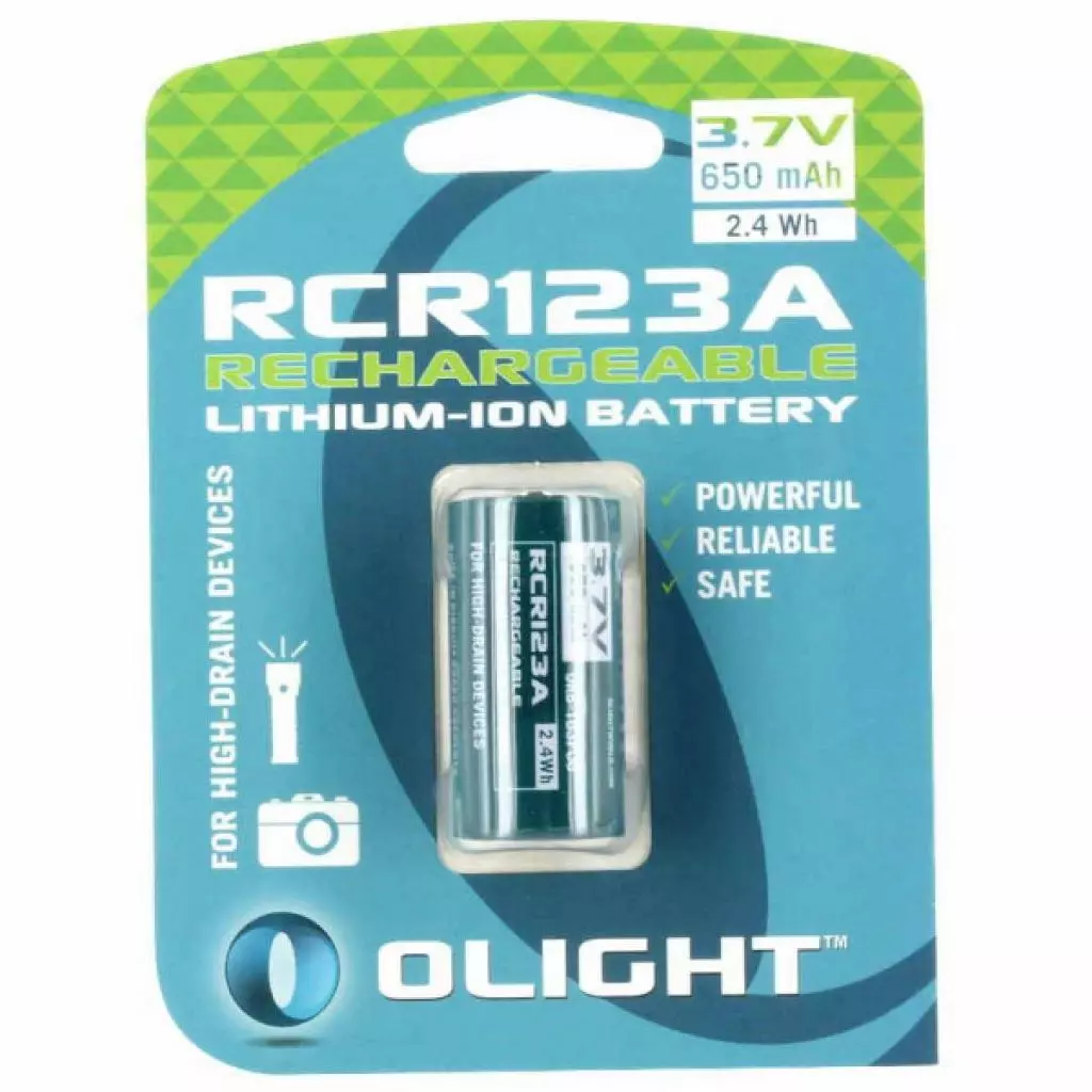 Аккумулятор Olight RCR123 (16340) Li-Ion 650 mAh (ORB2-163P06) - 2