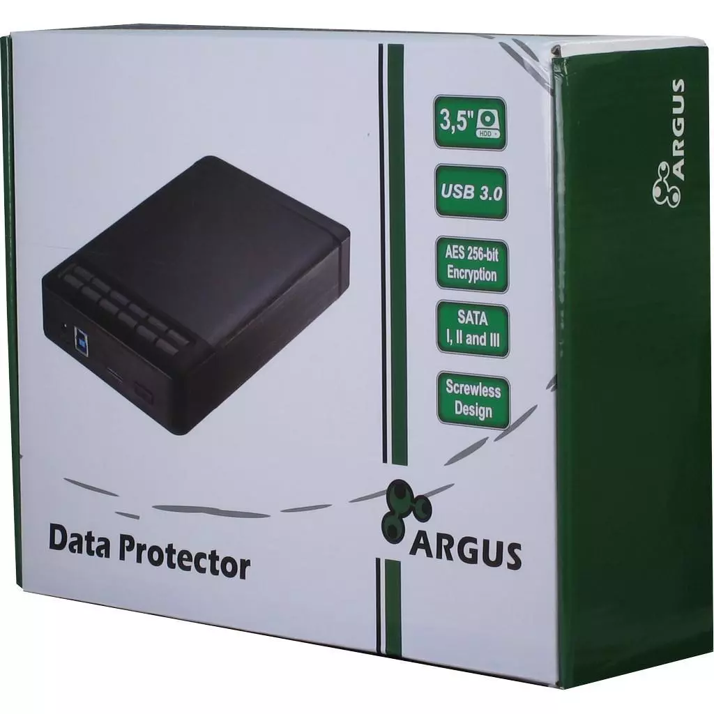 Карман внешний Argus 3.5' SATA III, max 16TB, USB 3.0, AES 256-bit encryption, Al (GD-35LK01)