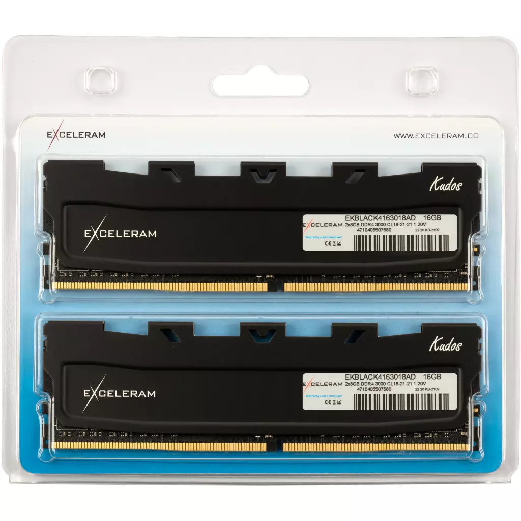 Модуль памяти для компьютера DDR4 16GB (2x8GB) 3000 MHz Black Kudos eXceleram (EKBLACK4163018AD) - 1 Модуль памяти для компьютера DDR4 16GB (2x8GB) 3000 MHz Black Kudos eXceleram (EKBLACK4163018AD) - 1