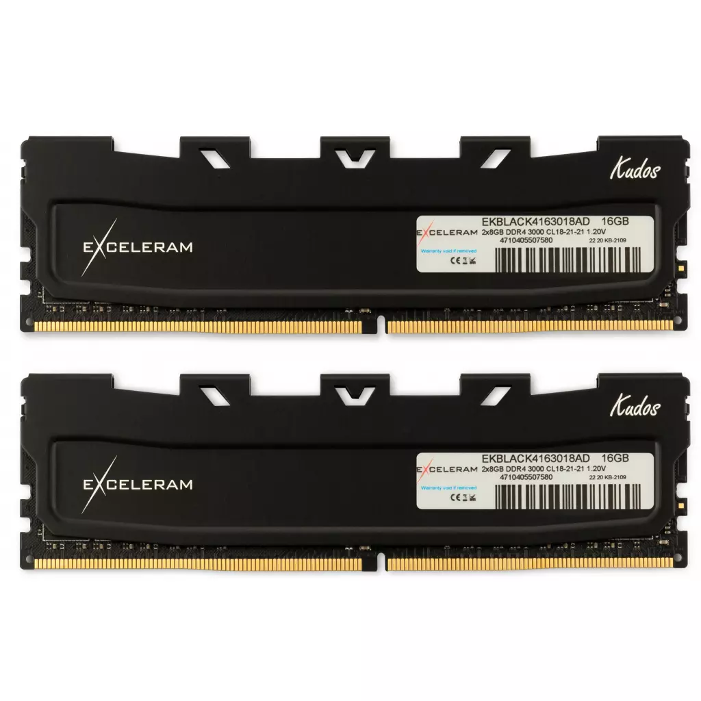 Модуль памяти для компьютера DDR4 16GB (2x8GB) 3000 MHz Black Kudos eXceleram (EKBLACK4163018AD)