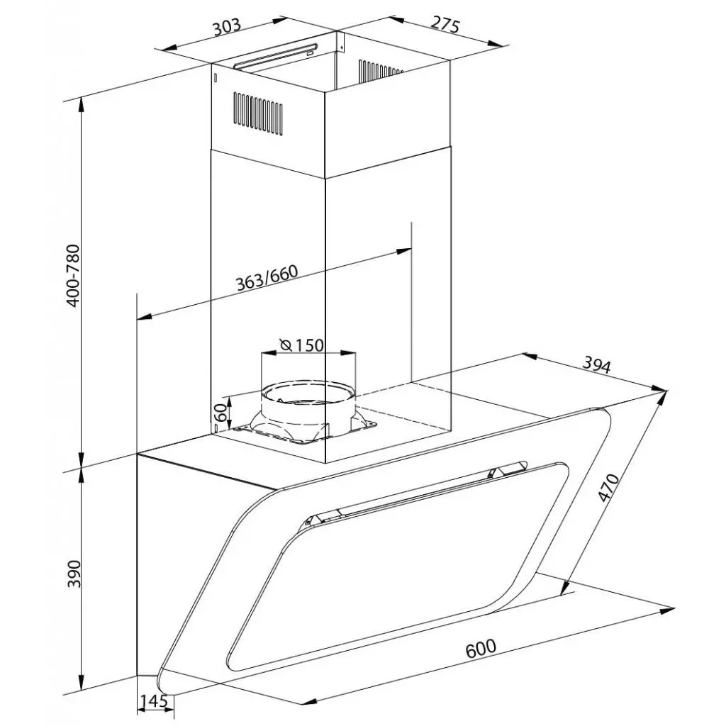 Вытяжка кухонная Gunter&Hauer YANA 60 BLW - 6