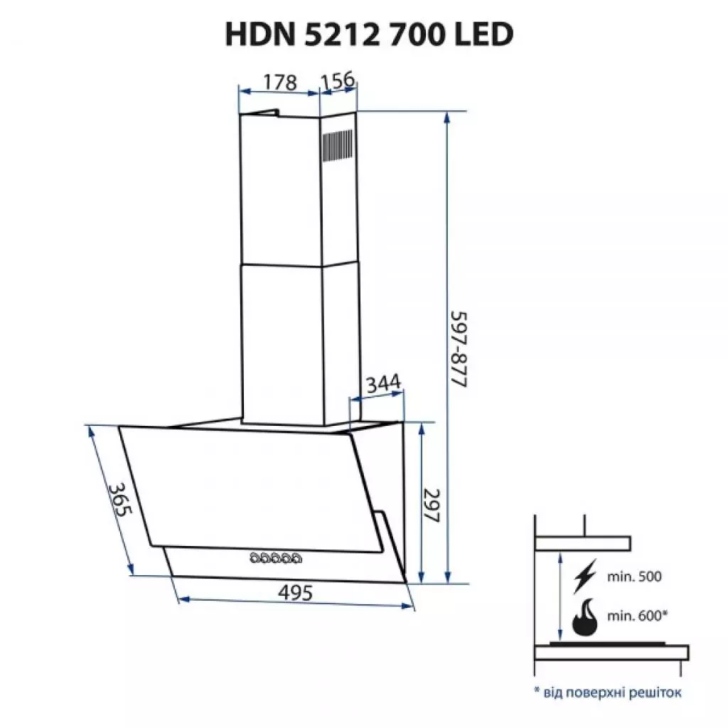 Вытяжка кухонная Minola HDN 5212 WH 700 LED - 10 Вытяжка кухонная Minola HDN 5212 WH 700 LED - 10