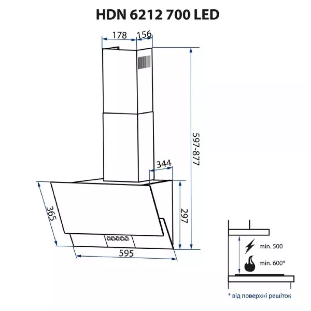 Вытяжка кухонная Minola HDN 6212 IV 700 LED - 9 Вытяжка кухонная Minola HDN 6212 IV 700 LED - 9