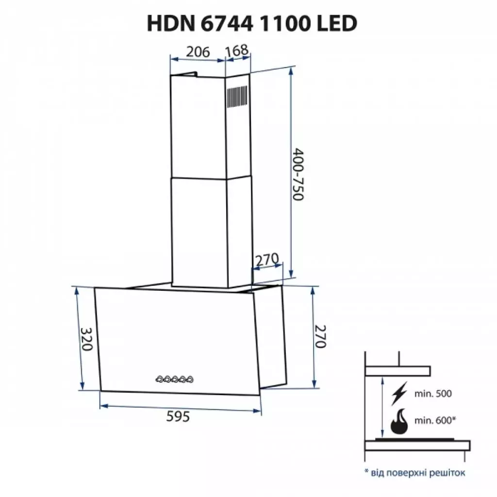 Вытяжка кухонная Minola HDN 6744 BL 1100 LED - 10 Вытяжка кухонная Minola HDN 6744 BL 1100 LED - 10