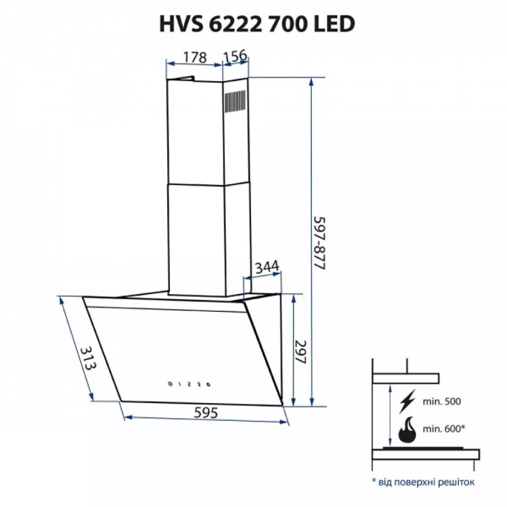 Вытяжка кухонная Minola HVS 6222 BL/INOX 700 LED - 10 Вытяжка кухонная Minola HVS 6222 BL/INOX 700 LED - 10