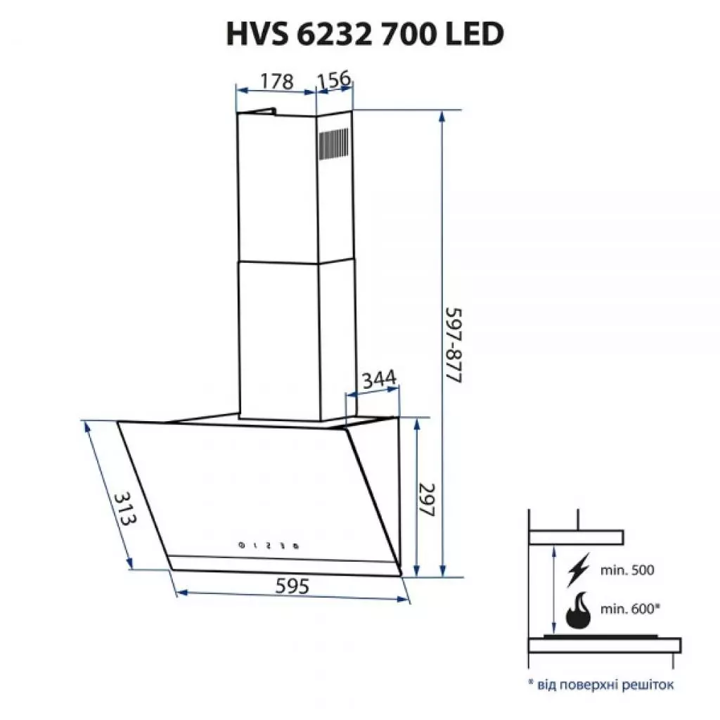 Вытяжка кухонная Minola HVS 6232 WH/INOX 700 LED - 10 Вытяжка кухонная Minola HVS 6232 WH/INOX 700 LED - 10