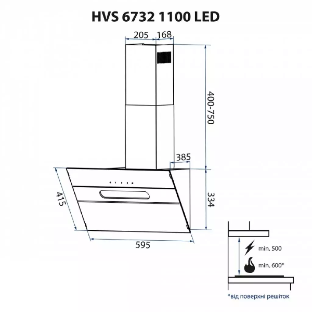 Вытяжка кухонная Minola HVS 6732 BL 1100 LED - 3 Вытяжка кухонная Minola HVS 6732 BL 1100 LED - 3