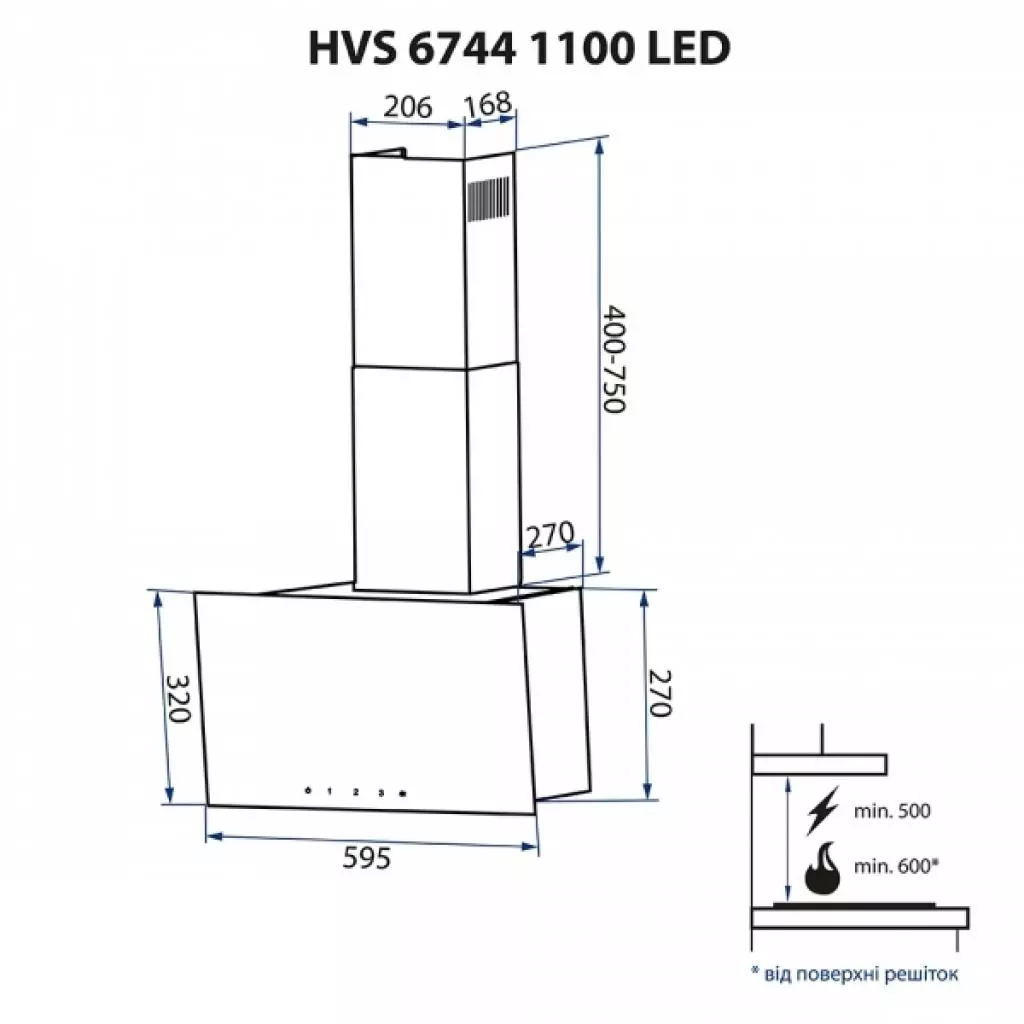Вытяжка кухонная Minola HVS 6744 WH 1100 LED - 9 Вытяжка кухонная Minola HVS 6744 WH 1100 LED - 9