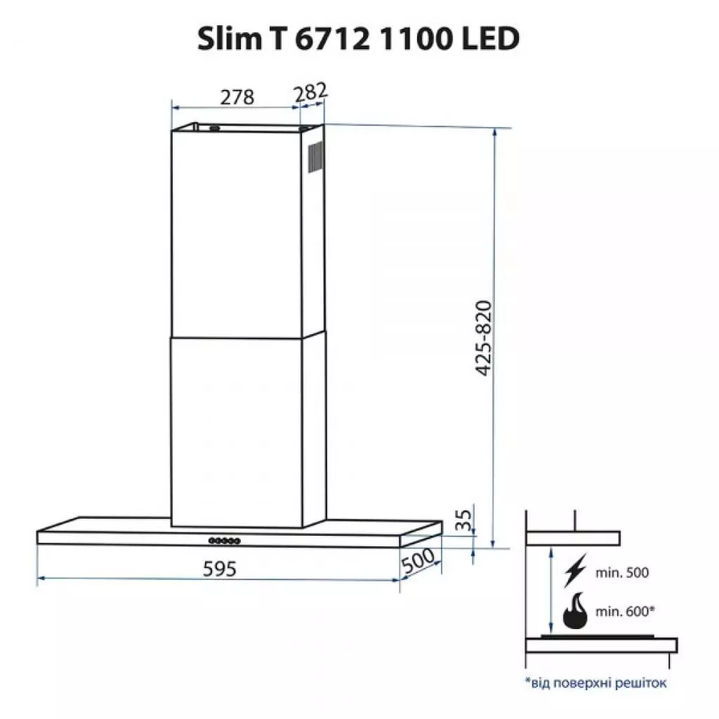 Вытяжка кухонная Minola Slim T 6712 BL 1100 LED - 3 Вытяжка кухонная Minola Slim T 6712 BL 1100 LED - 3
