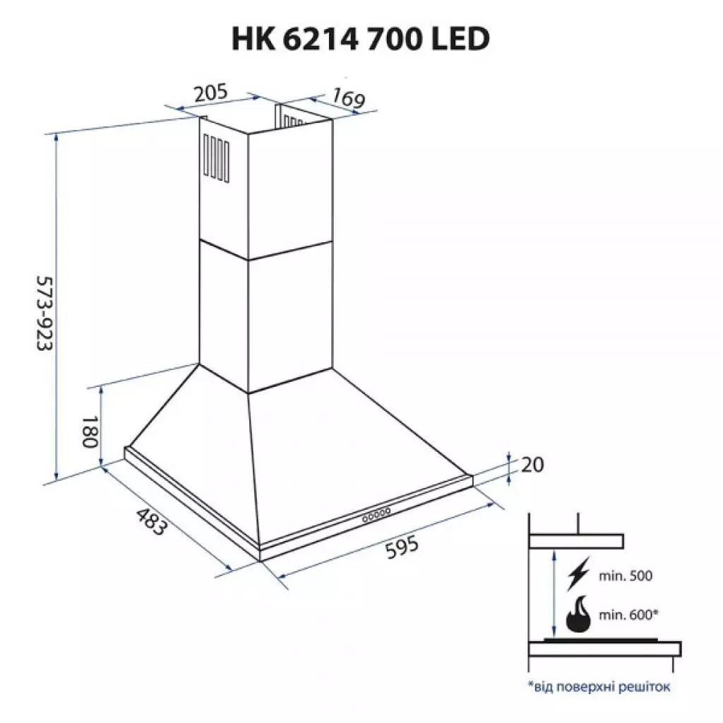Вытяжка кухонная Minola HK 6214 WH 700 LED - 3 Вытяжка кухонная Minola HK 6214 WH 700 LED - 3