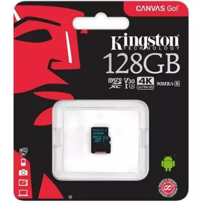 Карта памяти Kingston 128GB microSD class 10 UHS-I U3 Canvas Go (SDCG2/128GBSP) - 1