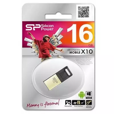 USB флеш накопитель Silicon Power 16Gb Mobile X10 , OTG, Champague (SP016GBUF2X10V1C) - 3