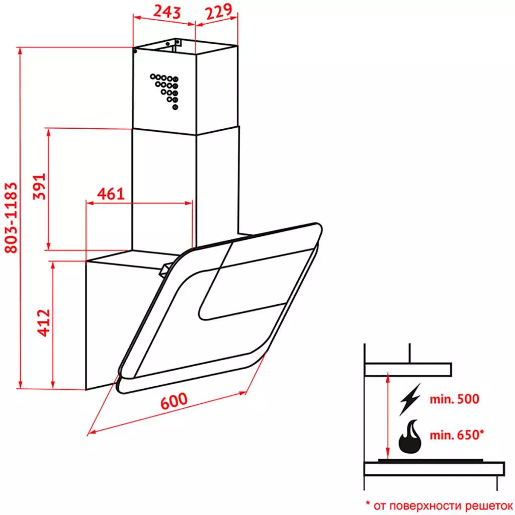 Вытяжка кухонная Perfelli DNS 6753 B 1100 WH/BL LED Strip - 6 Вытяжка кухонная Perfelli DNS 6753 B 1100 WH/BL LED Strip - 6