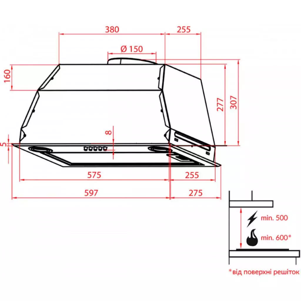 Вытяжка кухонная Weilor PBE 6265 SS 1250 LED - 7 Вытяжка кухонная Weilor PBE 6265 SS 1250 LED - 7