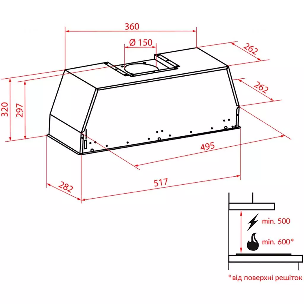 Вытяжка кухонная Weilor PPE 5265 SS 1250 LED - 8 Вытяжка кухонная Weilor PPE 5265 SS 1250 LED - 8