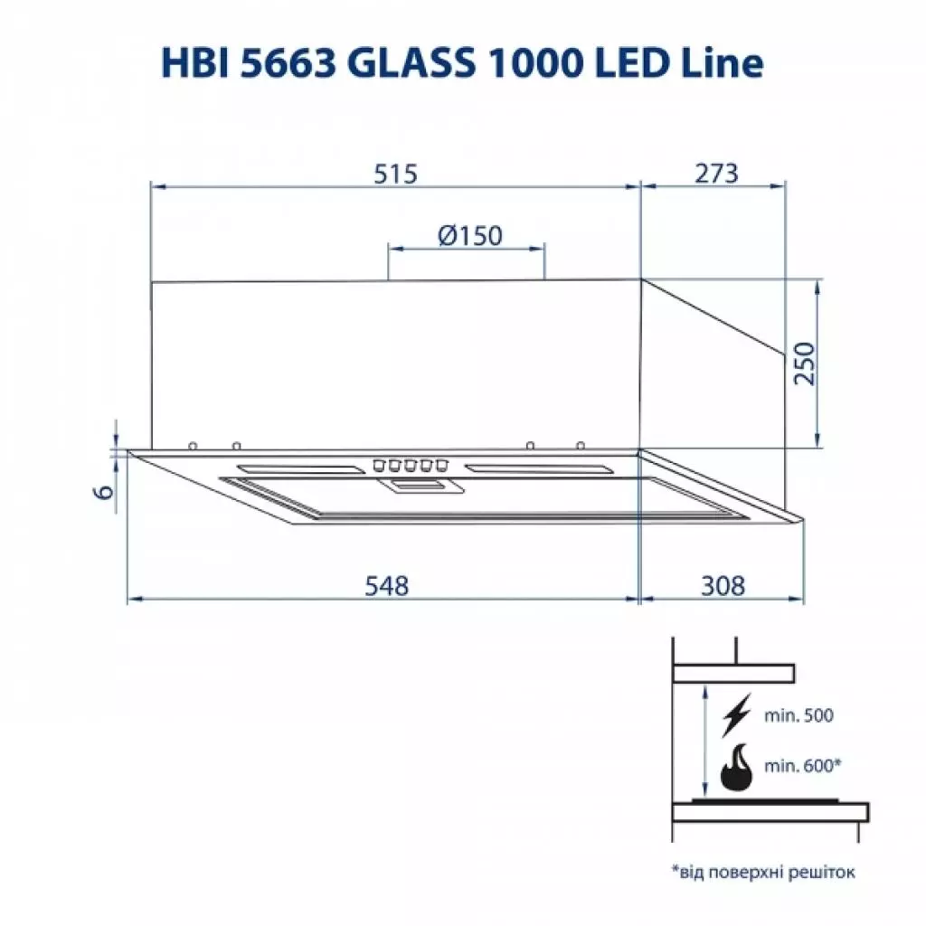 Вытяжка кухонная Minola HBI 5663 BL GLASS 1000 LED Line - 8 Вытяжка кухонная Minola HBI 5663 BL GLASS 1000 LED Line - 8