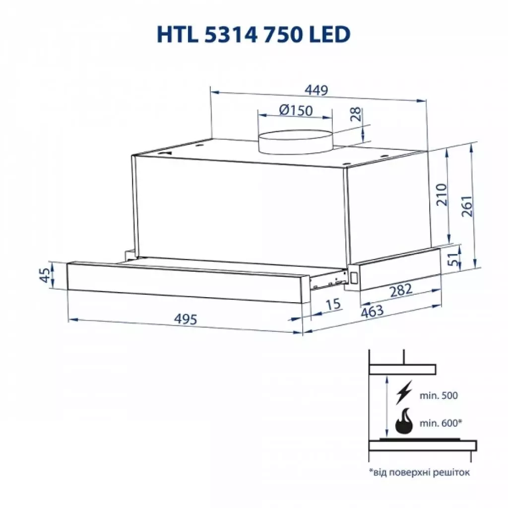 Вытяжка кухонная Minola HTL 5314 I 750 LED - 3 Вытяжка кухонная Minola HTL 5314 I 750 LED - 3