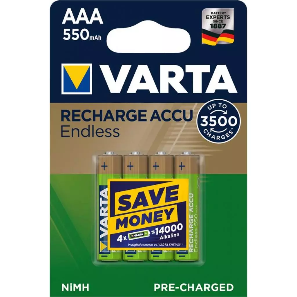 Аккумулятор Varta AAA Rechargeable Accu 550mAh * 4 (56663101404)