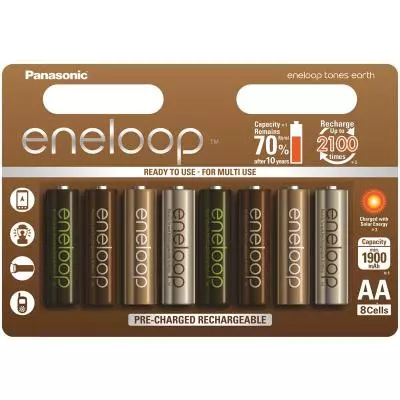 Аккумулятор PANASONIC Eneloop AA 1900mAh NI-MH Tones Earth * 8 (BK-3MCCE/8UE)