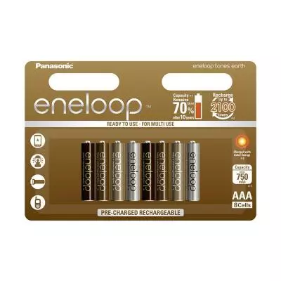 Аккумулятор PANASONIC Eneloop AAA 750mAh NI-MH Tones Earth * 8 (BK-4MCCE/8UE)