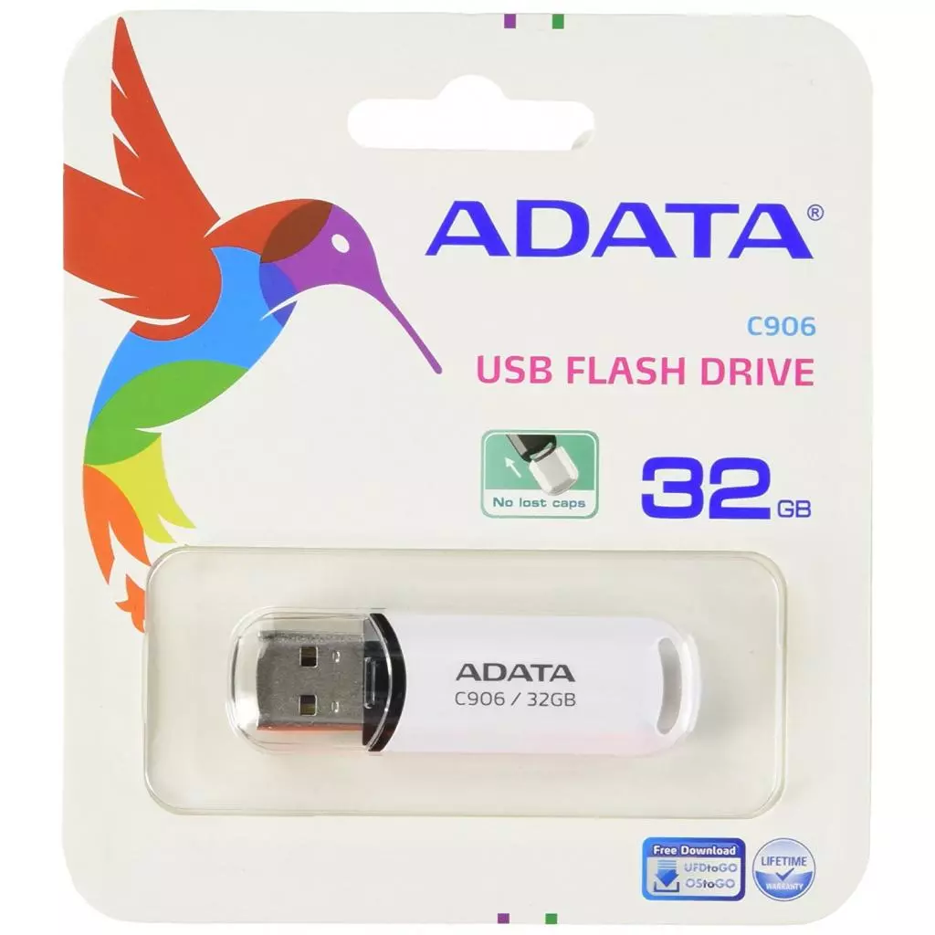 USB флеш накопитель ADATA 32GB C906 White USB 2.0 (AC906-32G-RWH) - 3 USB флеш накопитель ADATA 32GB C906 White USB 2.0 (AC906-32G-RWH) - 3