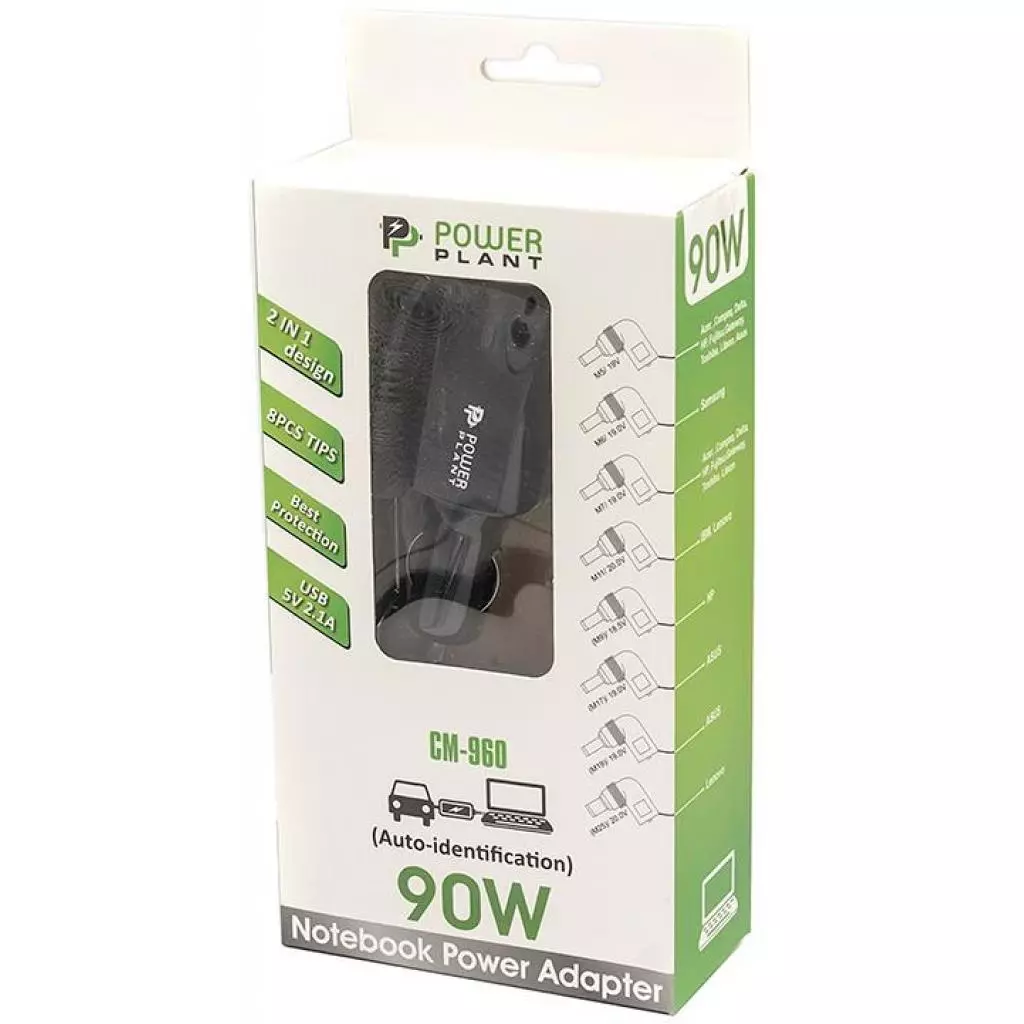Блок питания к ноутбуку PowerPlant 90W, автомобильный, CM-960 + USB 5V 2.1A (NA700080) - 5