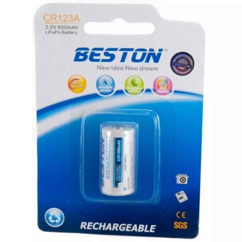 Аккумулятор Beston CR123A (16340) 600mAh Lithium (AAB1844) - 1 Аккумулятор Beston CR123A (16340) 600mAh Lithium (AAB1844) - 1