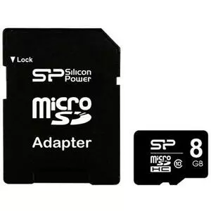 Карта памяти Silicon Power 8Gb microSDHC class 10 (SP008GBSTH010V10-SP)