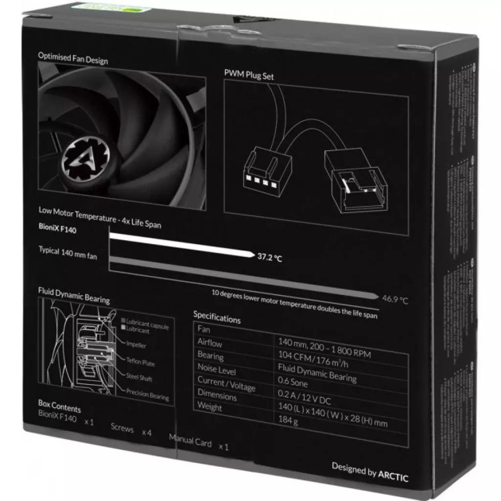 Кулер для корпуса Arctic BioniX F140 Grey (ACFAN00161A) - 5 Кулер для корпуса Arctic BioniX F140 Grey (ACFAN00161A) - 5