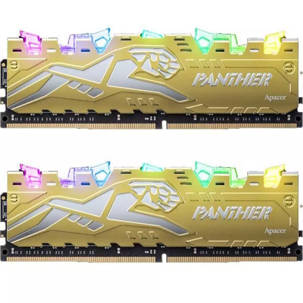 Модуль памяти для компьютера DDR4 16GB (2x8GB) 2666 MHz Panther Rage RGB Silver-Golden Apacer (EK.16G2V.GQMK2)