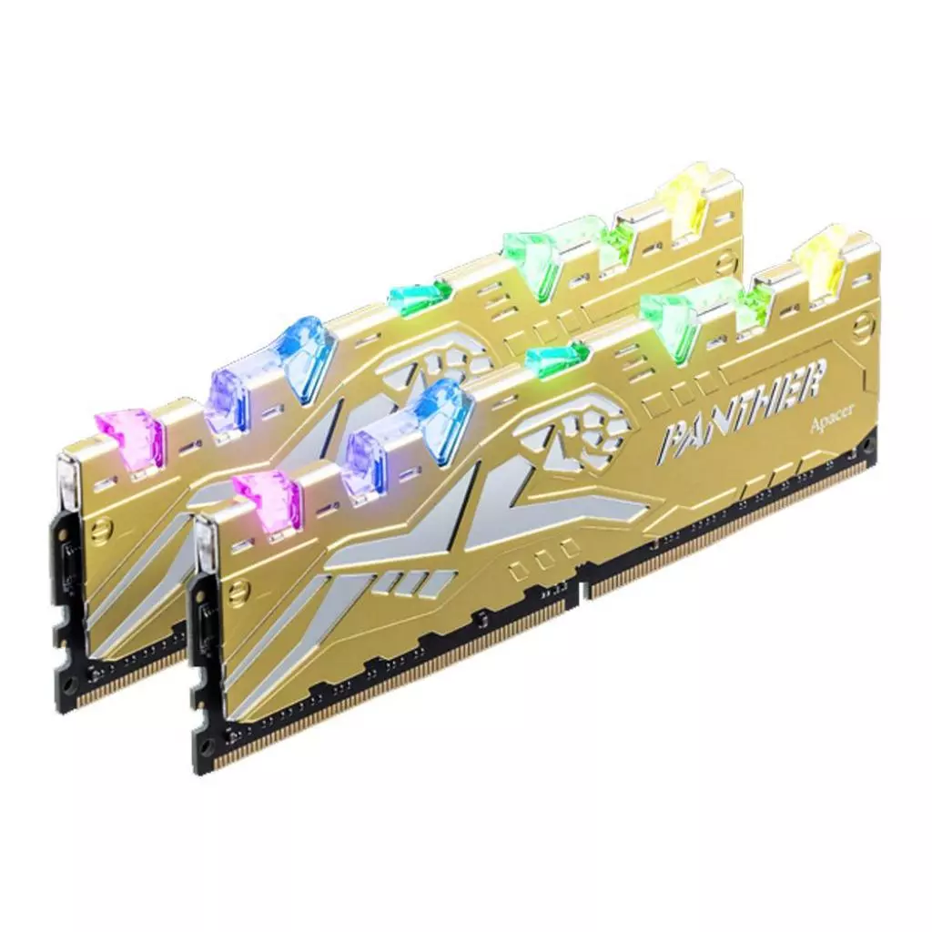 Модуль памяти для компьютера DDR4 16GB (2x8GB) 3200 MHz Panther Rage RGB Silver-Golden Apacer (EK.16G21.GJMK2) - 1 Модуль памяти для компьютера DDR4 16GB (2x8GB) 3200 MHz Panther Rage RGB Silver-Golden Apacer (EK.16G21.GJMK2) - 1