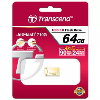 USB флеш накопитель Transcend 64GB JetFlash 710 Metal Gold USB 3.0 (TS64GJF710G) - 2