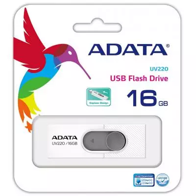 USB флеш накопитель ADATA 16GB UV220 White/Gray USB 2.0 (AUV220-16G-RWHGY) - 2 USB флеш накопитель ADATA 16GB UV220 White/Gray USB 2.0 (AUV220-16G-RWHGY) - 2