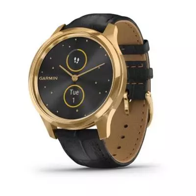 Смарт-часы Garmin Vivomove Luxe 24K Gold PVD Stainless Steel Case with Black E (010-02241-22/02)