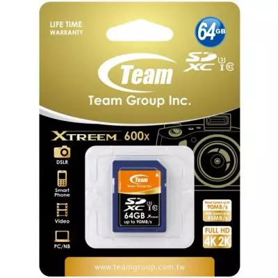 Карта памяти Team 64GB SDXC Class 10 UHS-I/U3 XTreem (TSDXC64GU301) - 1